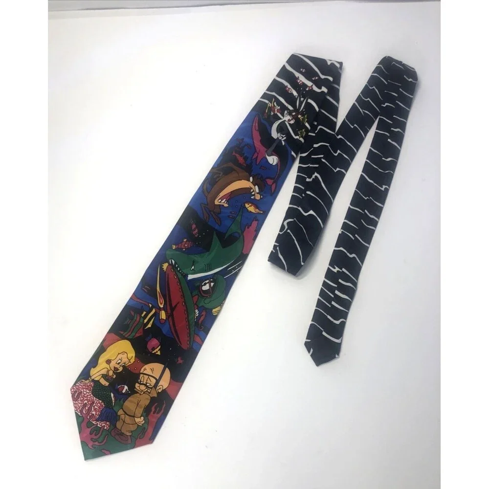 Vtg 90s Looney Tunes Necktie Lot Elmer Fudd Mermaid Pepé Le Pew Christmas Bugs